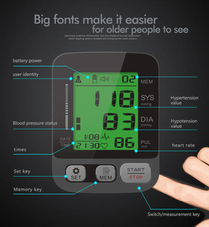 Genopladelig Automatisk Blodtryksmåler til Overarmen