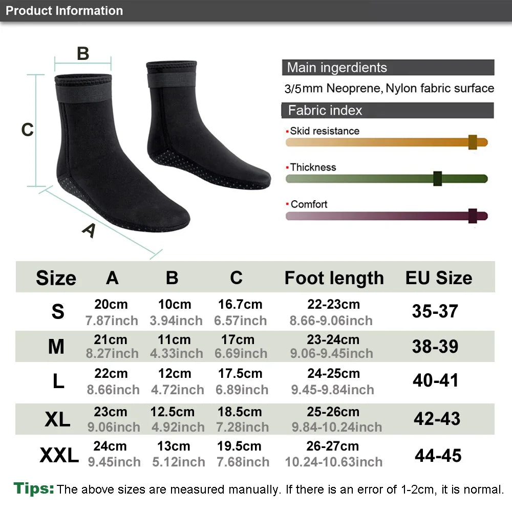 Neopren Dykkerstrømper 3mm 5mm Varme Skridsikre