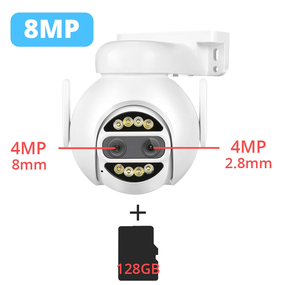 8MP 4K WiFi PTZ Sikkerhedskamera med Dobbelt Linse