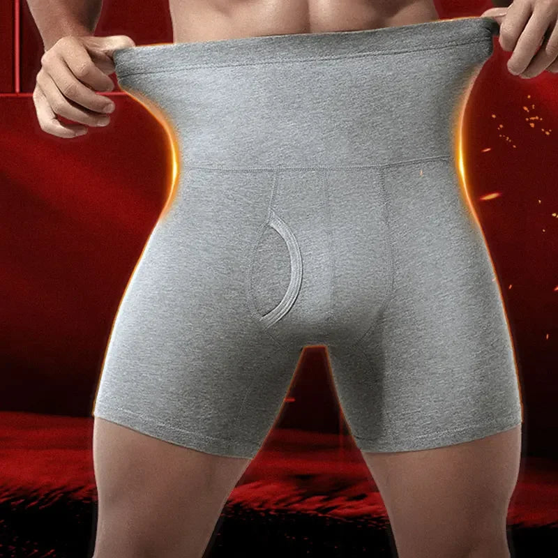 Herre Bomulds Boxershorts med Høj Talje og Lange Ben