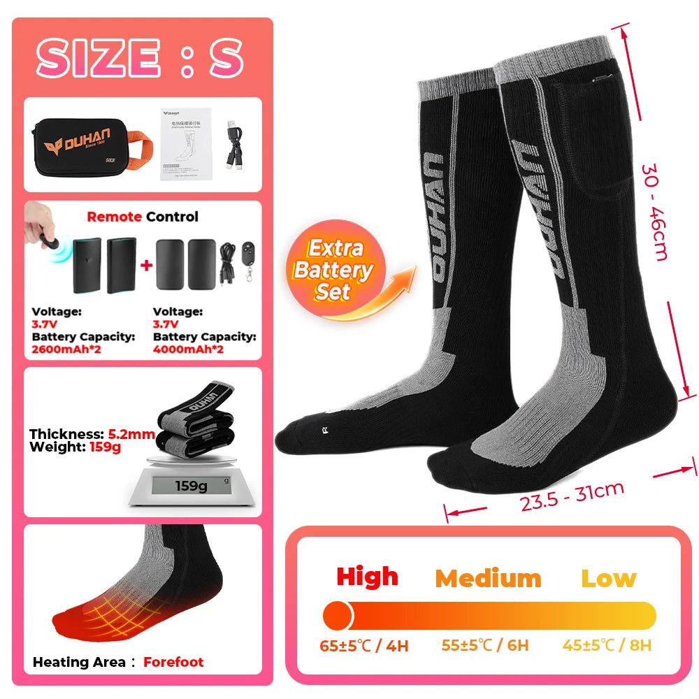 Genopladelige Varmestrømper til Vinter med Fjernbetjening