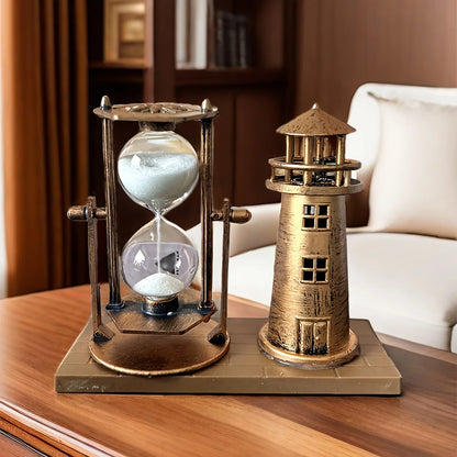 Vintage Fyrtårn med Timeglas i Bronzefarve