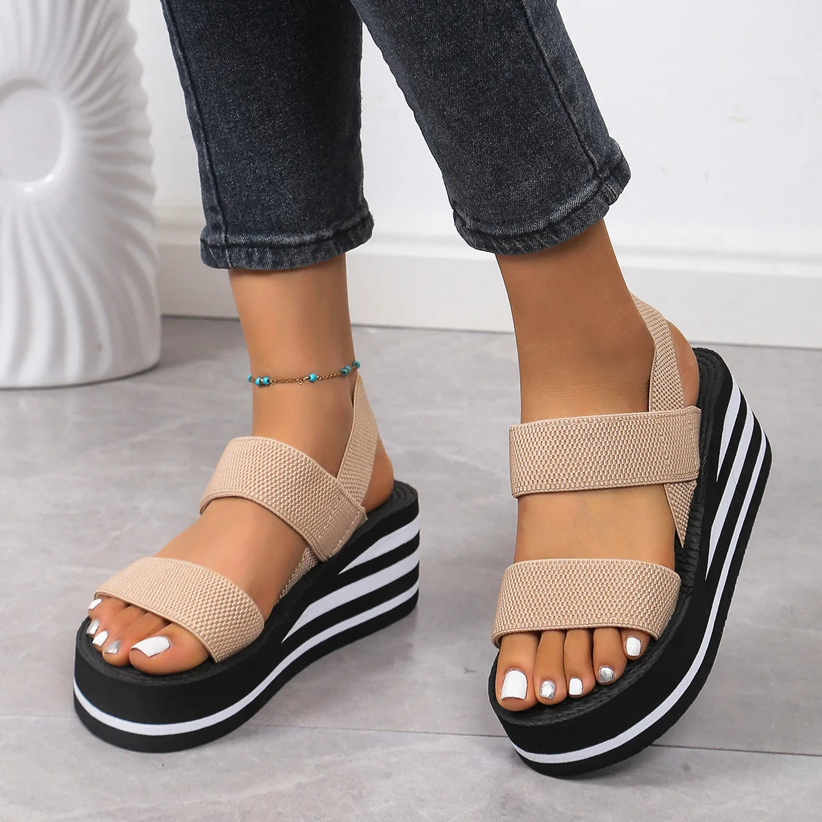 Lette Slingback-Sandaler med Kilehæl til Damer