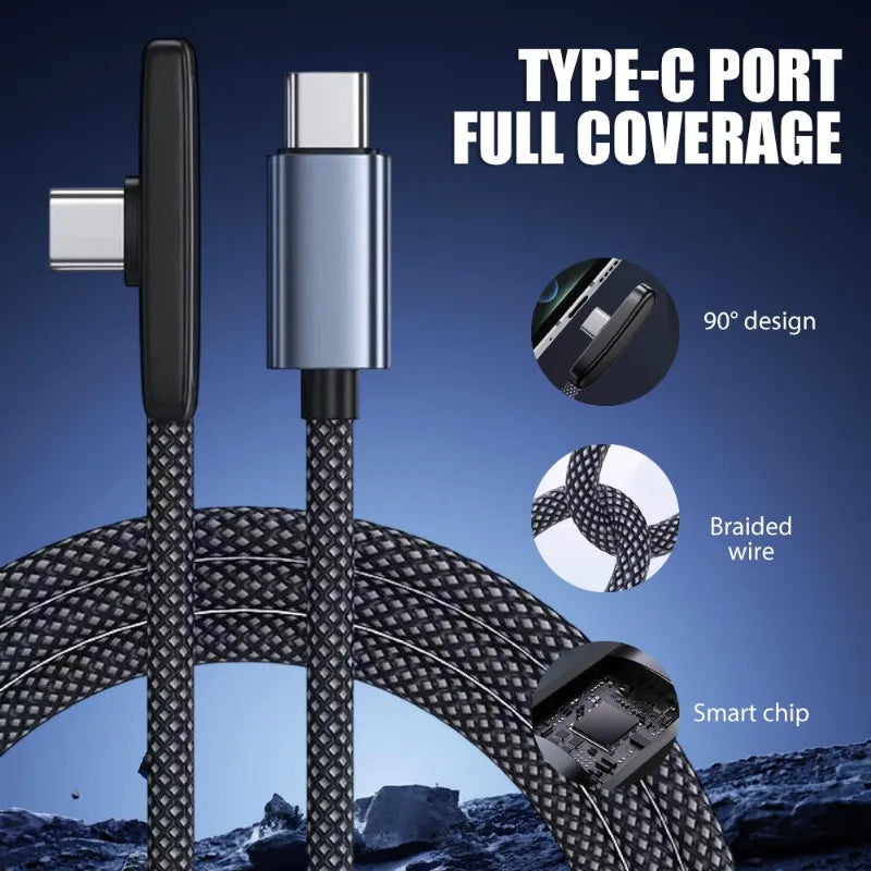 100W USB-C-Kabel med 90° Vinkel til Hurtig Opladning