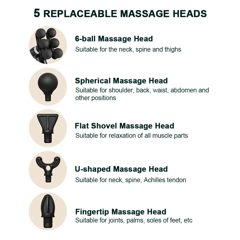 Håndholdt Fascia Massagepistol med 6 Hoveder