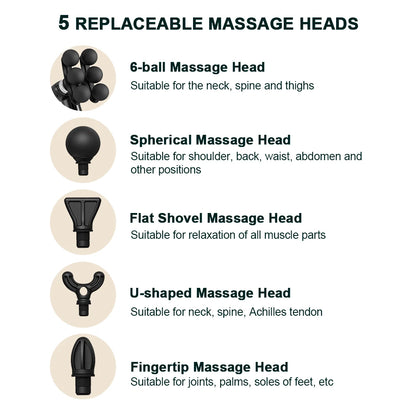 Håndholdt Fascia Massagepistol med 6 Hoveder