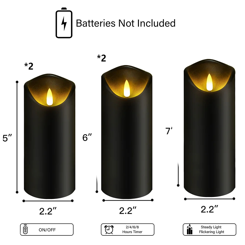 Sæt med 5 Flammefri LED-Lys med Realistiske Flammer