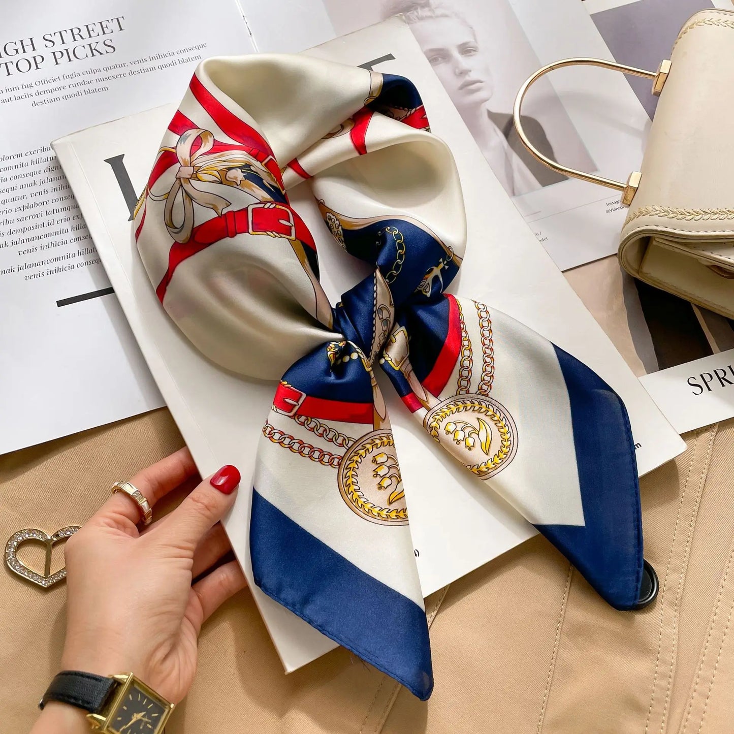 Luksus Trykt Silketørklæde til Kvinder