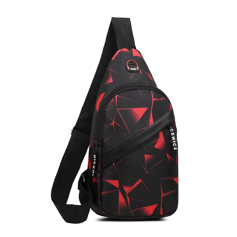 Herre Casual Crossbody Brysttaske med Geometrisk Mønster