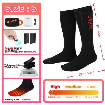 Genopladelige Varmestrømper til Vinter med Fjernbetjening