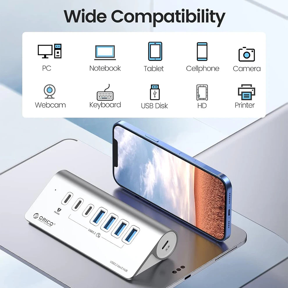 USB C Hub med PD60W Opladning og Flere Porte