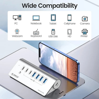 USB C Hub med PD60W Opladning og Flere Porte