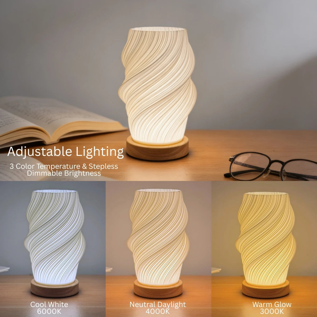 Nordisk LED-Skrivebordslampe med 3 Lysfarver