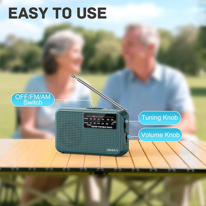 Mini Bærbar AM/FM-Radio med Hovedtelefonstik