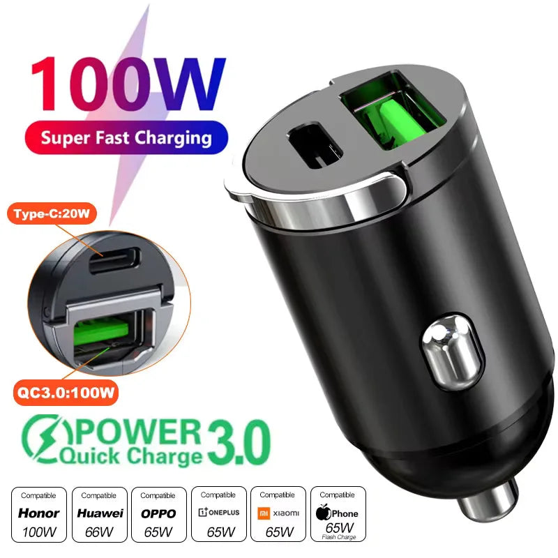 100W/200W Hurtig USB Biloplader Type-C