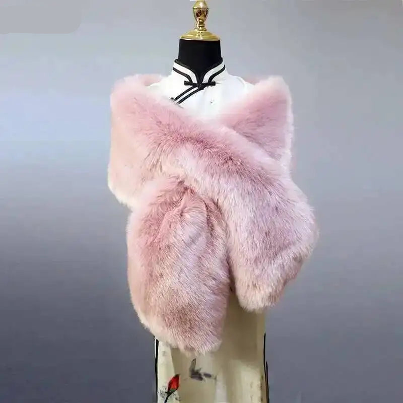 Vintersjal i Imiteret Pels til Kvinder