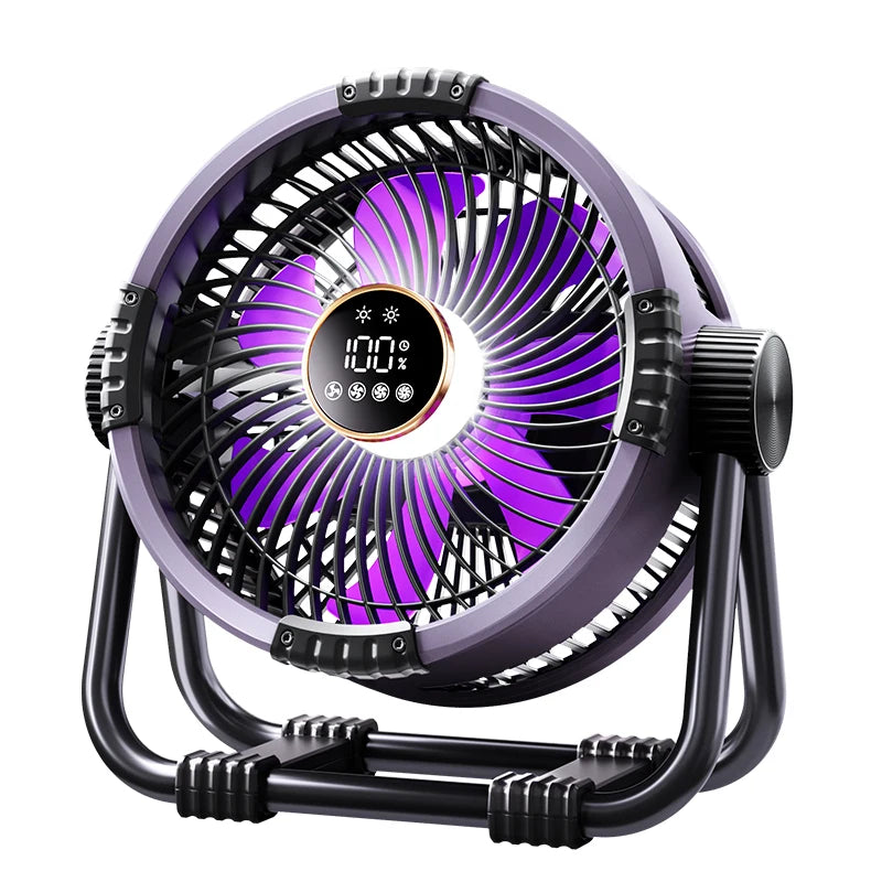 Genopladelig Campingventilator med Lys