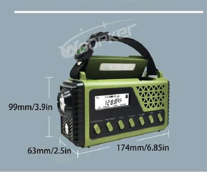 10.000 mAh Solcelledrevet Nødradio med Bluetooth