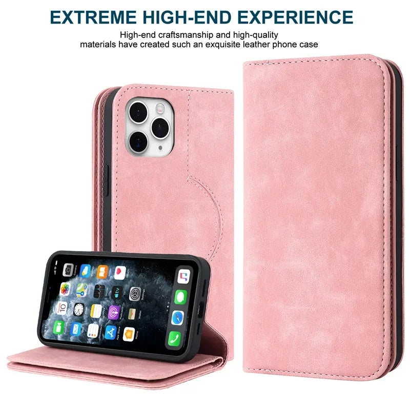 Magnetisk Læder Pung Cover til iPhone