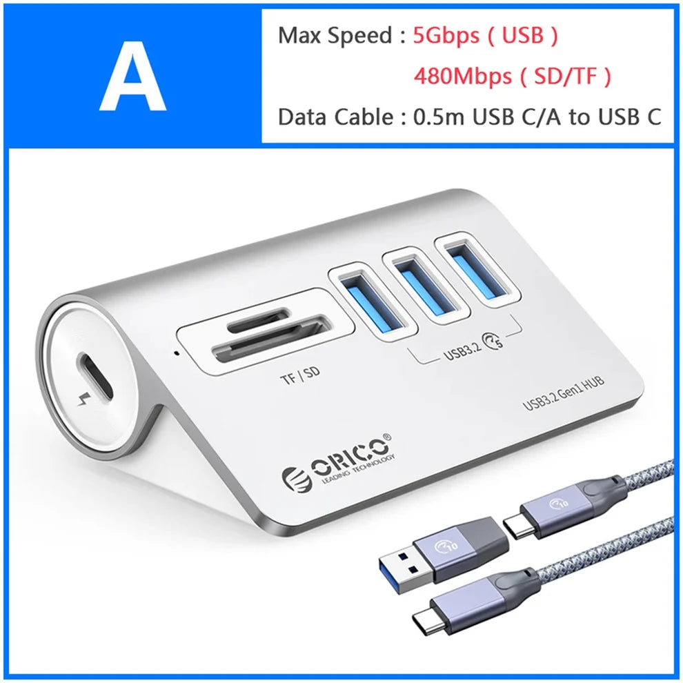 USB C Hub med PD60W Opladning og Flere Porte