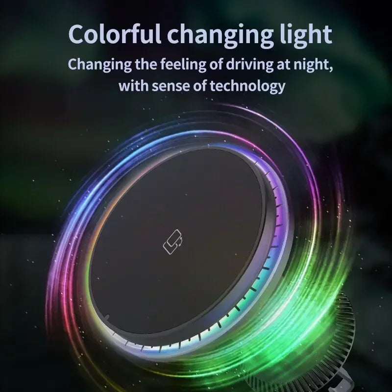 Magnetisk Trådløs Biloplader med Hurtig Opladning og RGB-lys
