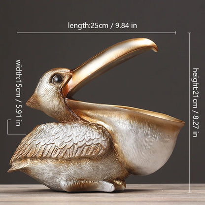 Pelikan Fuglefigur til Hjemmedekoration