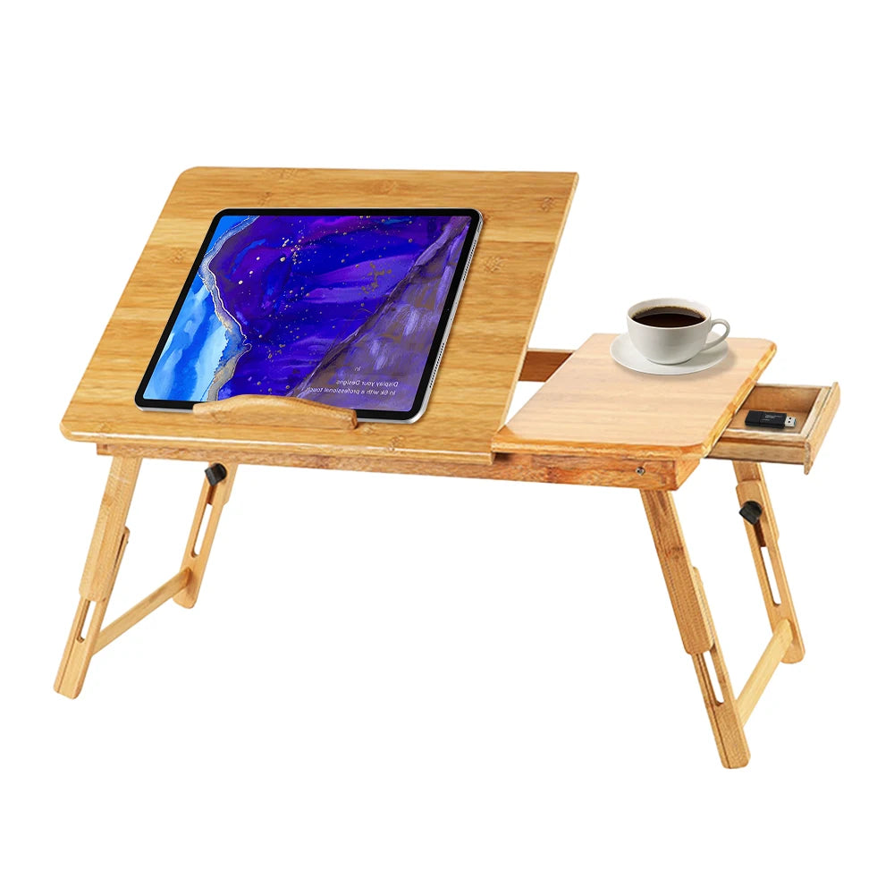 Justerbart Bambus Laptopbord til Seng og Sofa