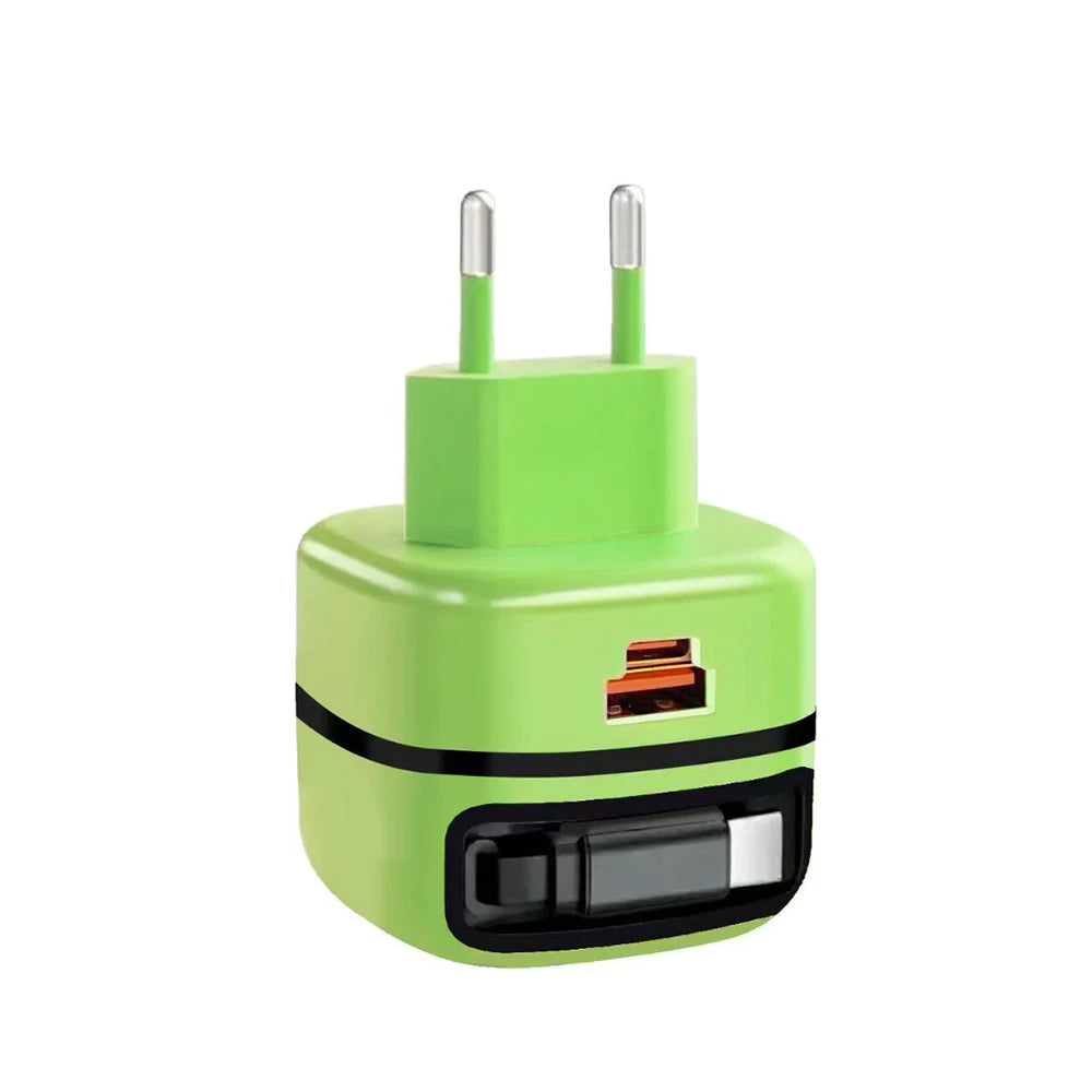 65W USB-C Hurtigoplader med Udtrækkeligt Kabel