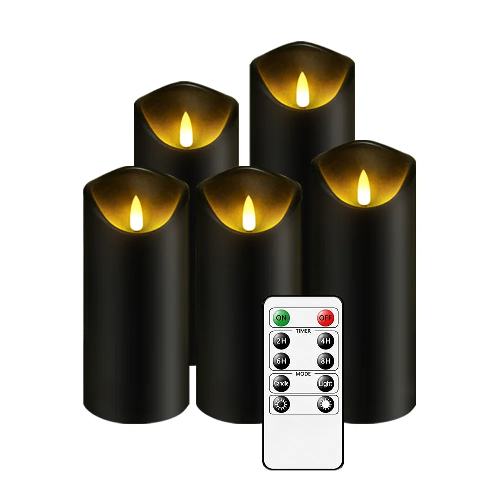 Sæt med 5 Flammefri LED-Lys med Realistiske Flammer