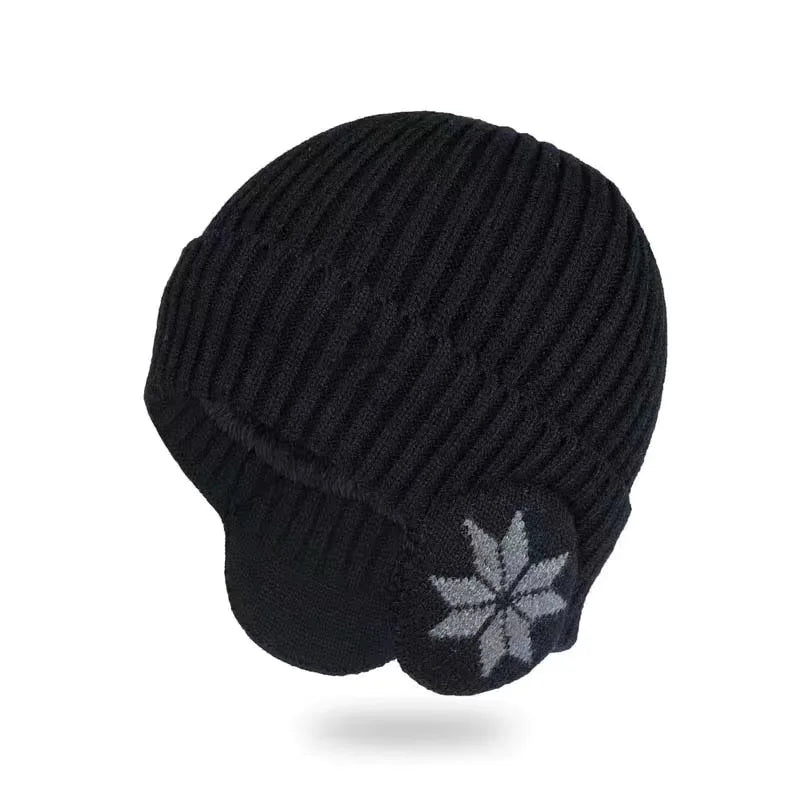 Pelsforet Vinterstrikket Beanie med Øreflap