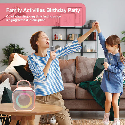 Mini Bluetooth Karaoke Højttaler til Børn med 2 Mikrofoner