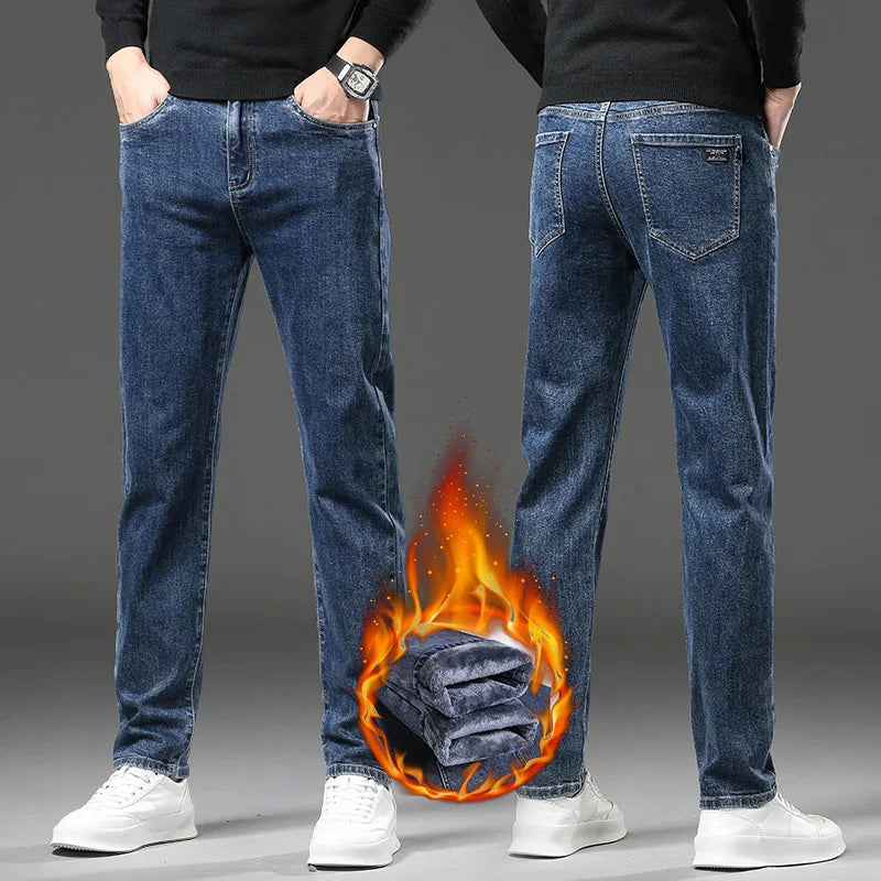 Herre Vinterfleece Denim Jeans