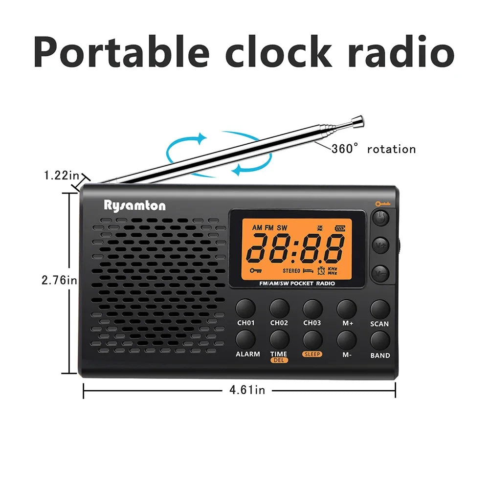 Bærbar FM-Radio med Digitalt Ur og Sluk-Timer