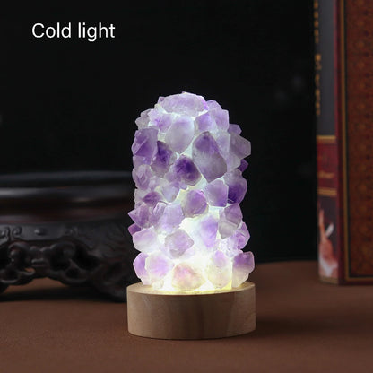 USB Ametyst Krystal Dekorationsnatlampe