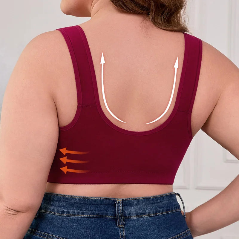 Plus Size Komfort-BH uden Bøjle med Lukning Foran