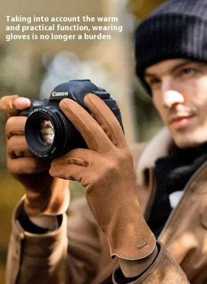 Varme Ruskind Vinterhandsker med Touchscreen til Mænd