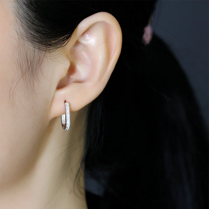 Elegante Firkantede Zirconia Hoop Øreringe