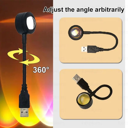 USB Solnedgang Regnbue LED Stemningsnatlys