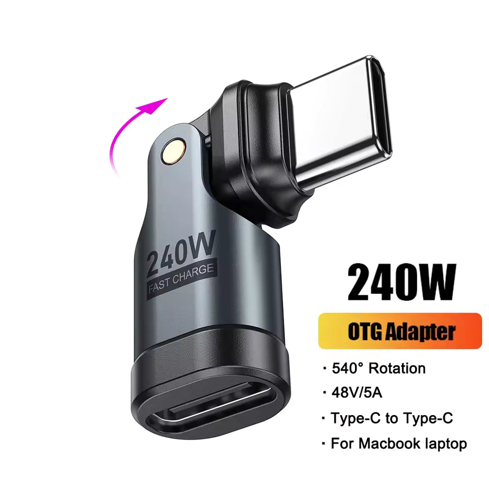 PD240W 540° Roterende USB-C Hurtig Opladningsadapter