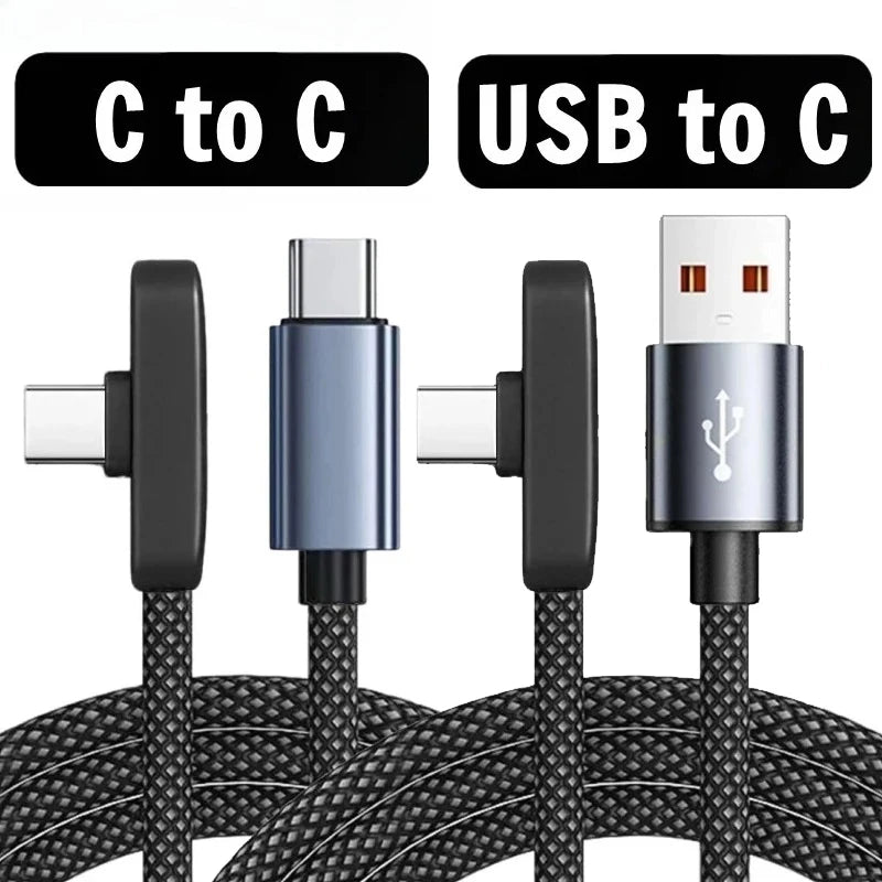 100W USB-C-Kabel med 90° Vinkel til Hurtig Opladning