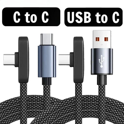 100W USB-C-Kabel med 90° Vinkel til Hurtig Opladning