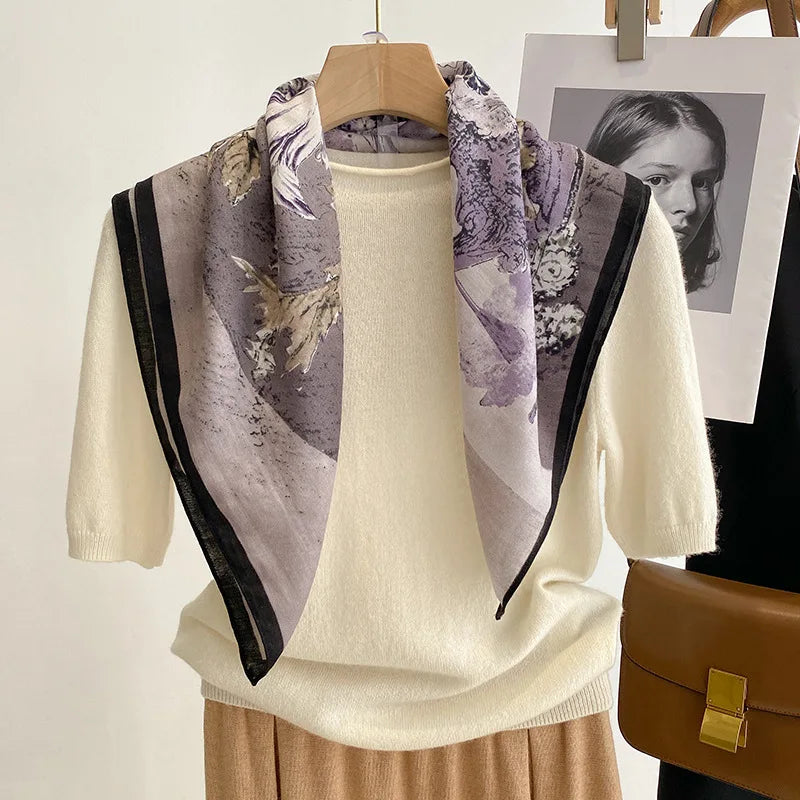 Printet Firkantet Tørklæde til Kvinder