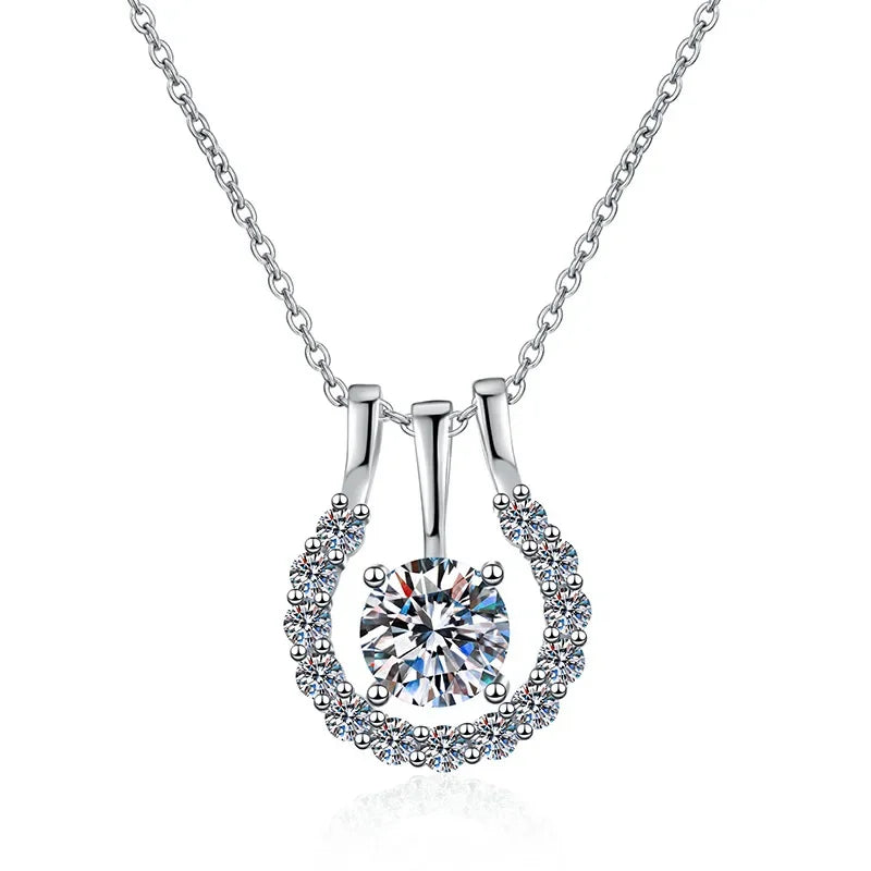 Sterlingsølv Hestesko Halskæde med Moissanit