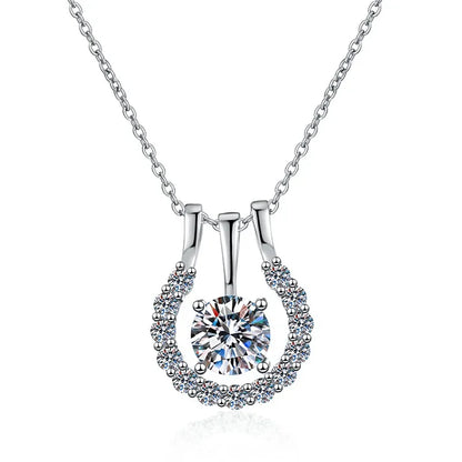 Sterlingsølv Hestesko Halskæde med Moissanit