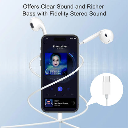 Kablede USB-C Høretelefoner med Mikrofon til iPhone og Android