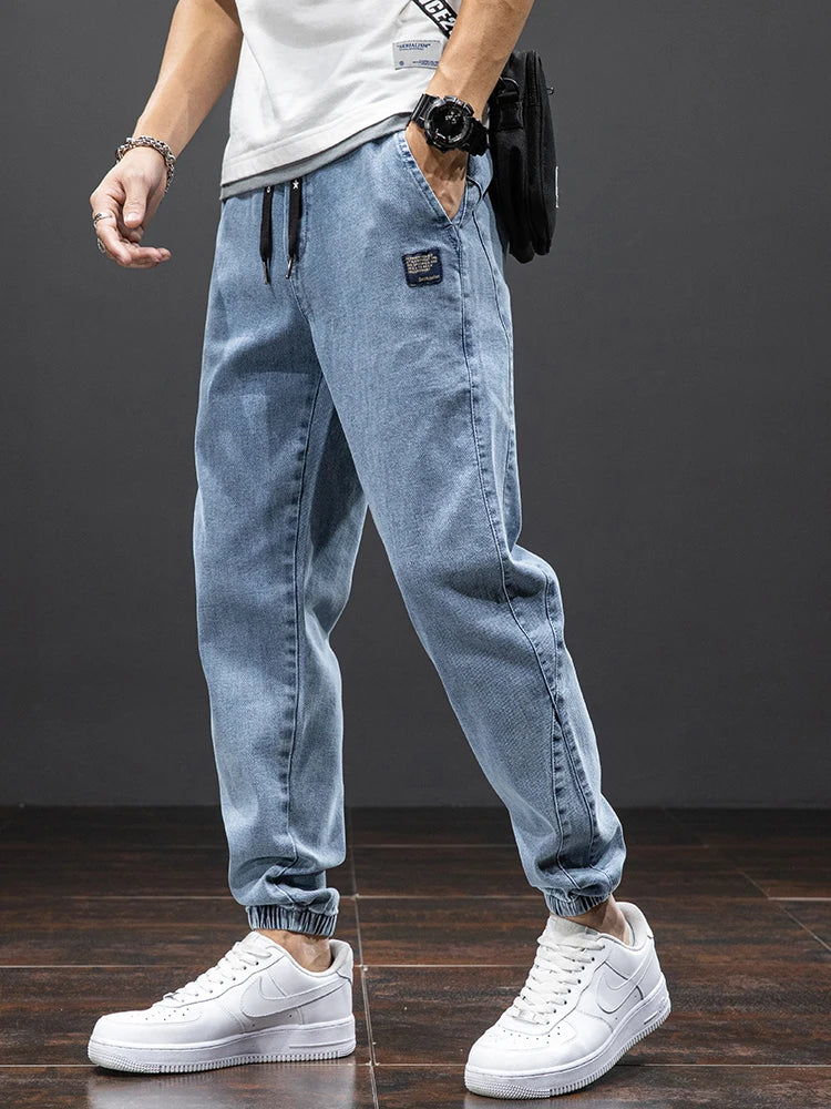 Herre Streetwear Cargo Jeans Sort og Blå