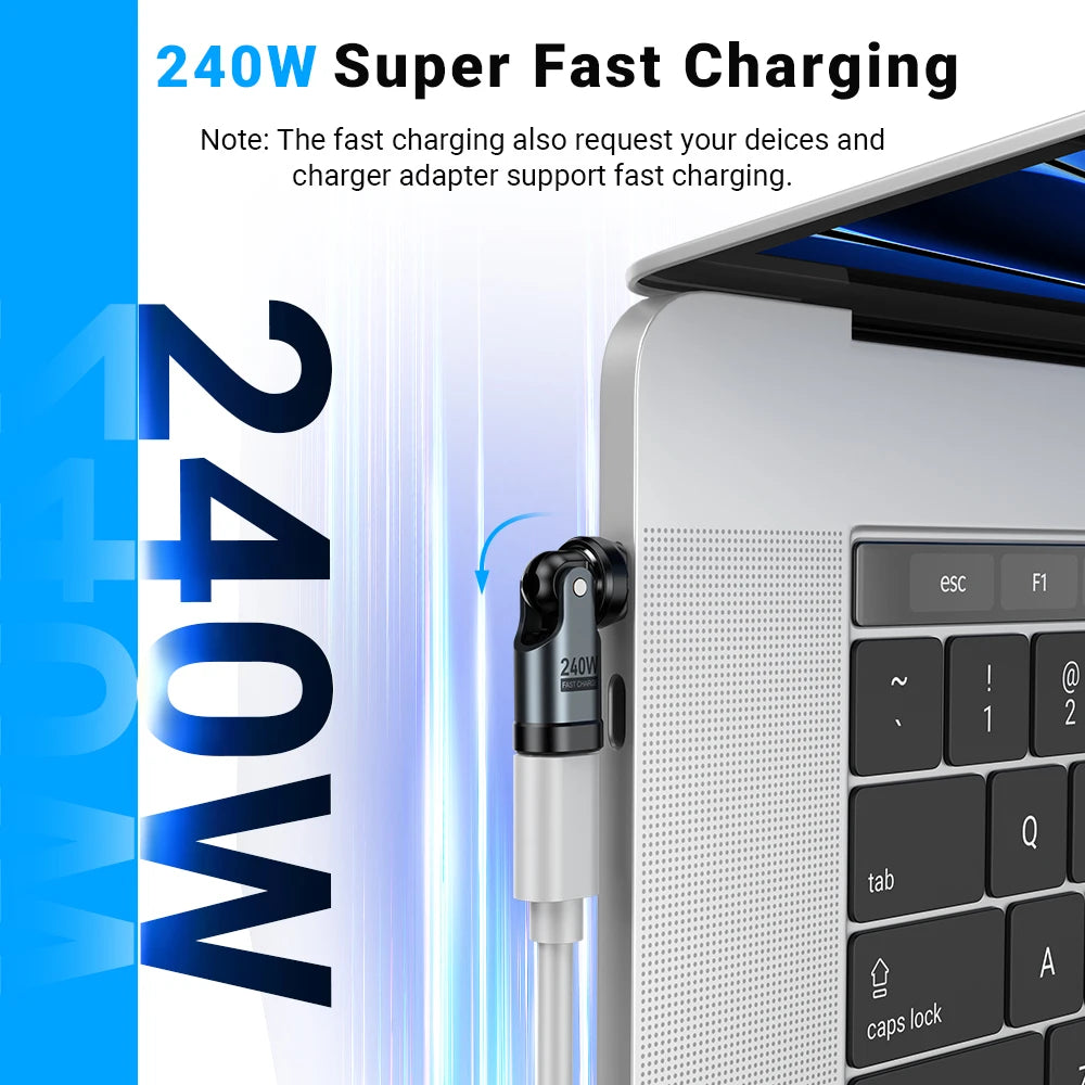 PD240W 540° Roterende USB-C Hurtig Opladningsadapter