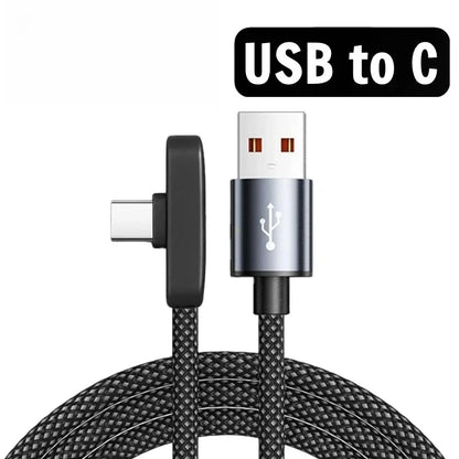 100W USB-C-Kabel med 90° Vinkel til Hurtig Opladning