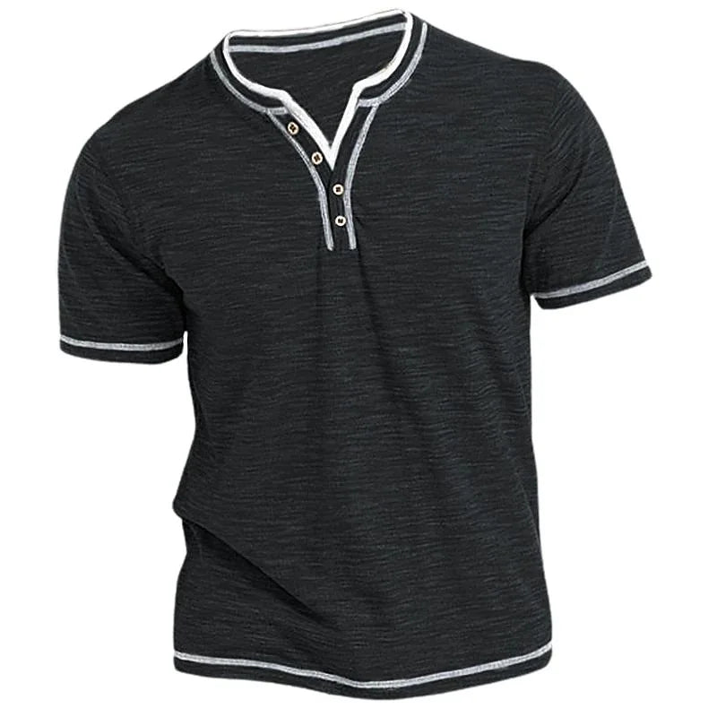Herre Bomulds V-Hals Casual Slim Fit T-Shirt
