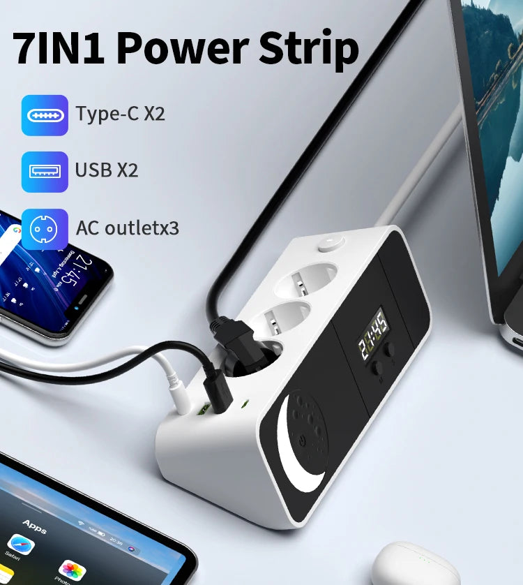 Hjørnestikdåse til Skrivebord med 2 USB- og 2 USB-C-Porte